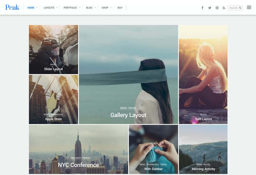 Peak - modern grid based WordPress theme Peak - modern grid based WordPress theme