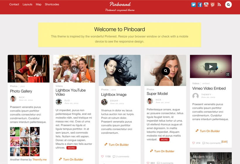 Pinboard - Wordpress pinterest-style theme