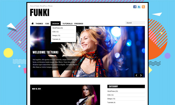 A funky Theme Preview of Funki