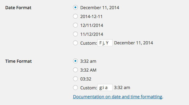 Date time format