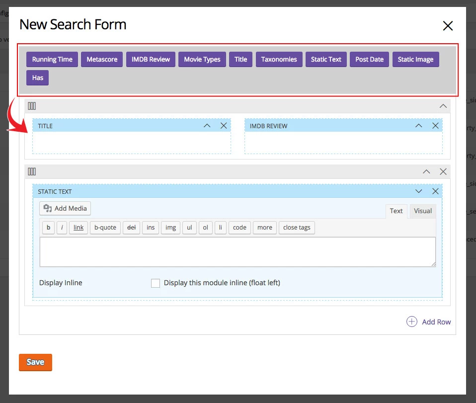 search form backend image template