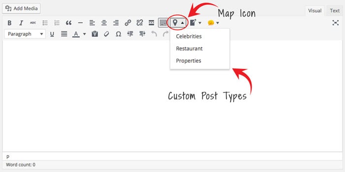Map View icon on text editor