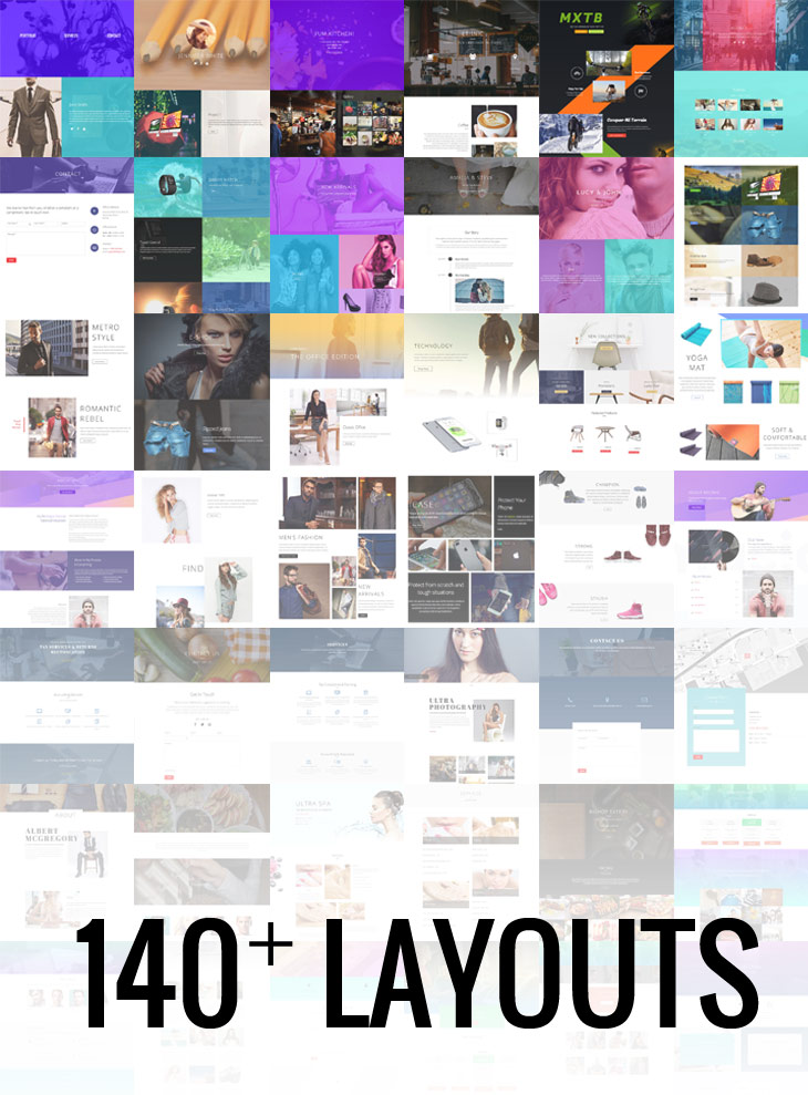 Thumbnails of 140 predesigned layouts