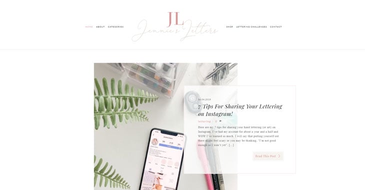 Jennie's Letters Lifestyle Blog Themify screenshot