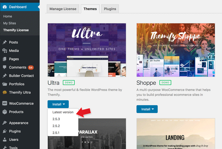 New Themify Updater Plugin Rollback Feature