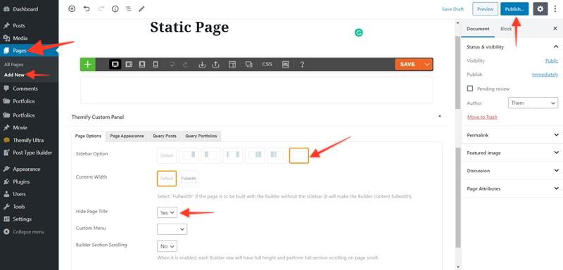 Creating a Static Front Page