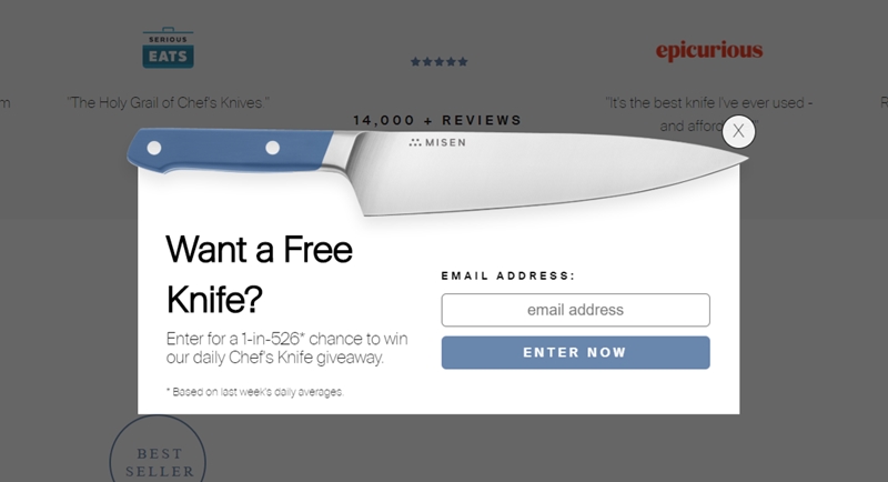A Giveaway Popup Example