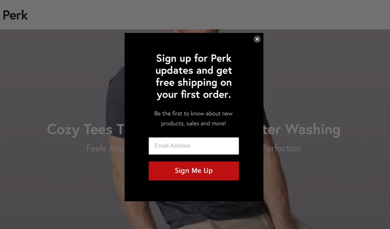 Popup Example From PerkClothing