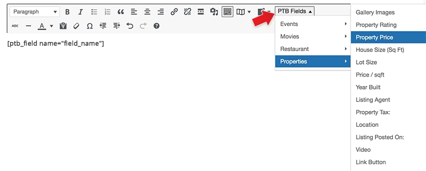 PTB Field shortcode generator