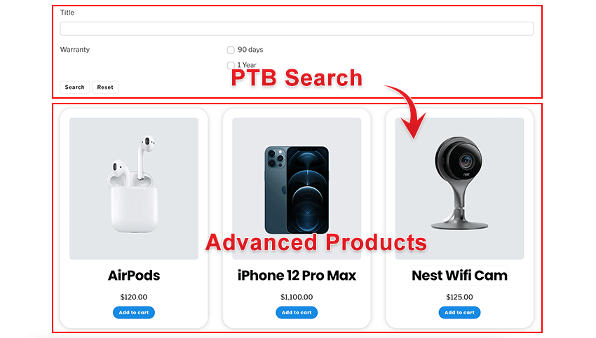 PTB Search For Product Post Type