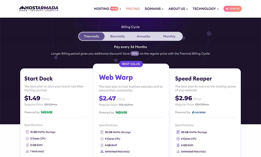 HostArmada Pricing