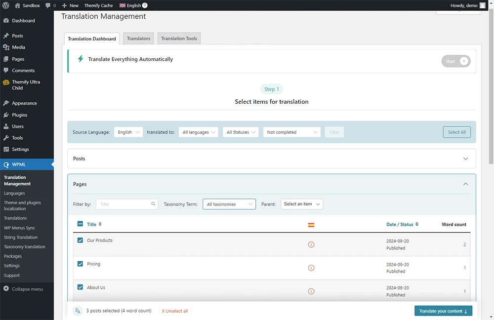 Translation Dashboard