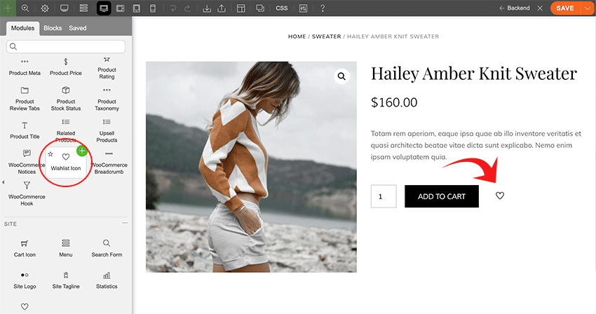 Add Wishlist Icon to Product Single Template