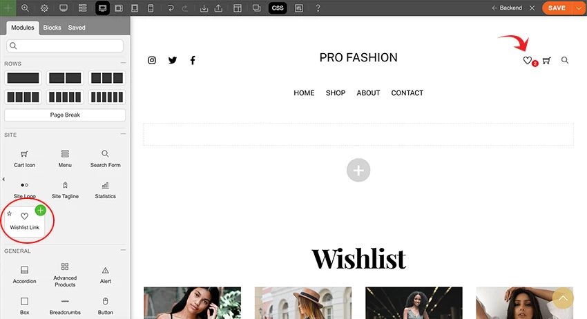 Wishlist Link on Header