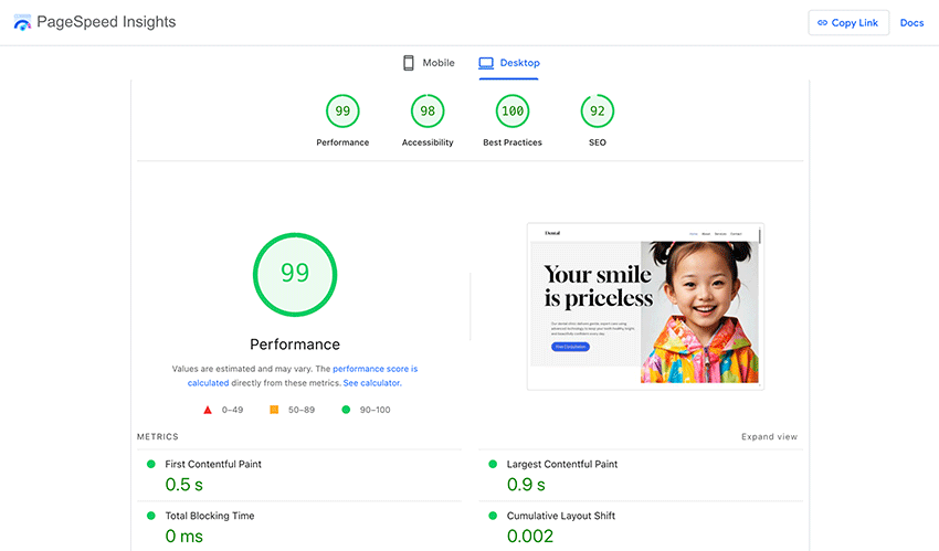 Dental Pagespeed