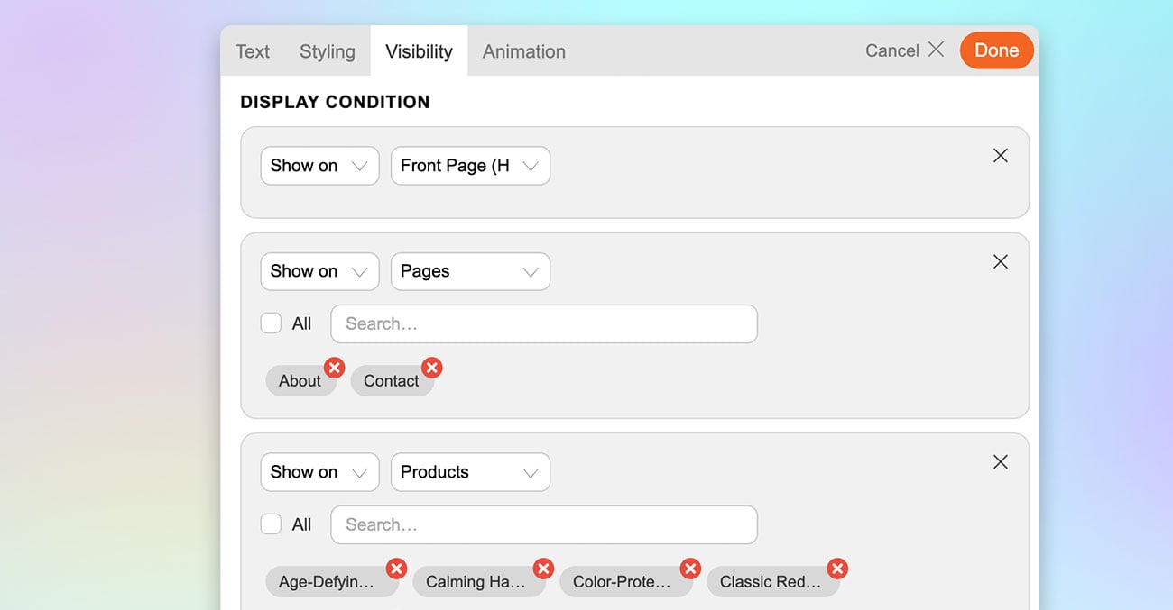 New Feature: Display Conditions for All Builder Elements