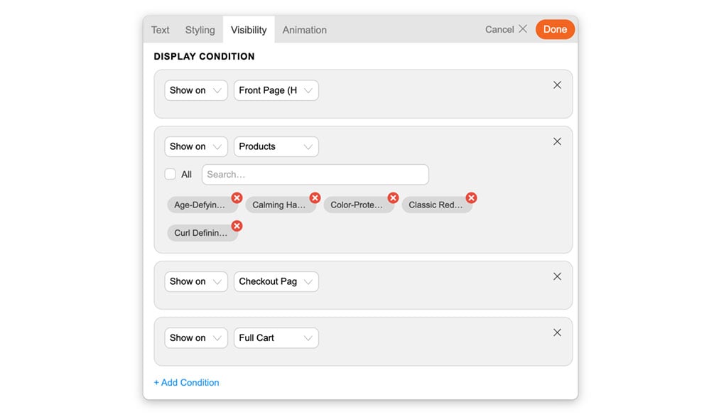 Display condition screenshot