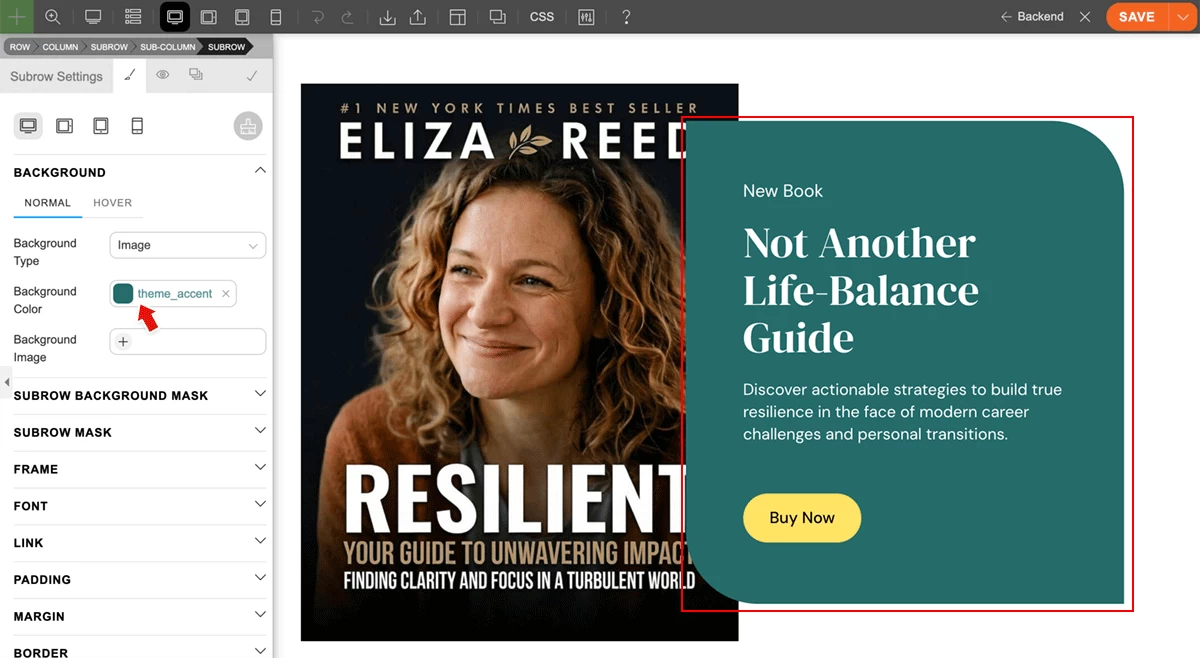 Background colour styling variable