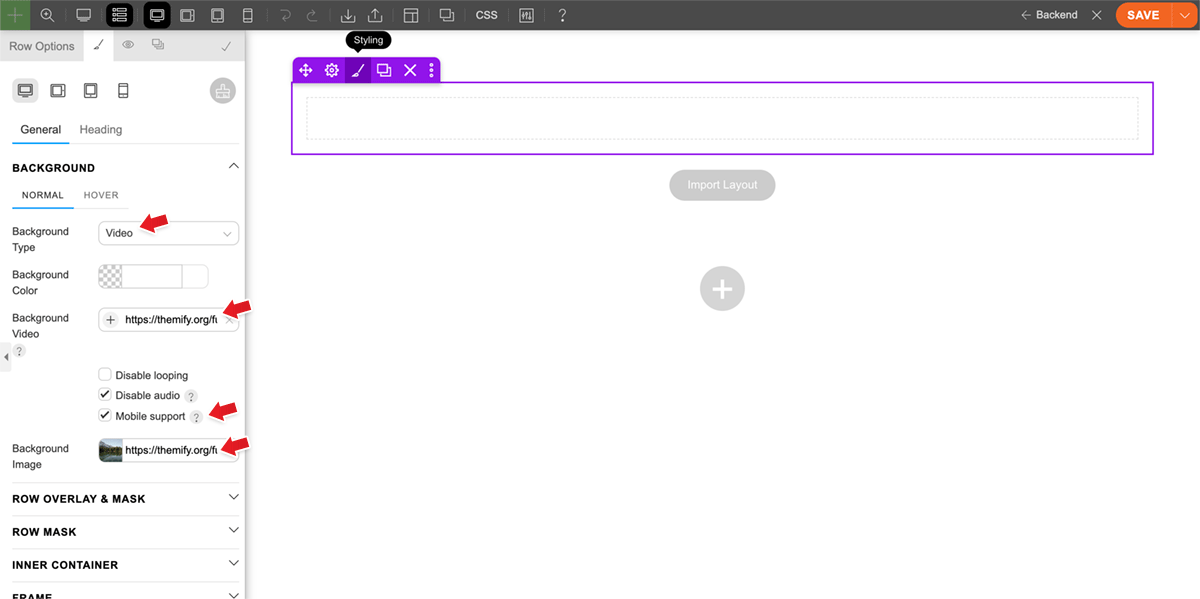Row video background