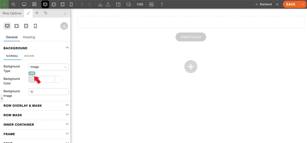 Style Variables button