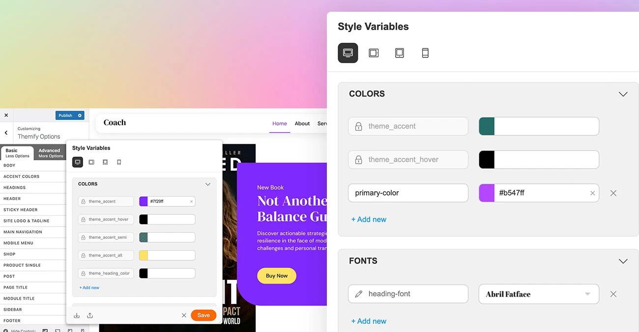New Builder & Customizer Feature: Style Variables