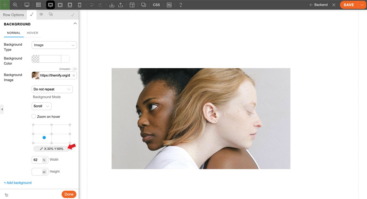 Custom background position