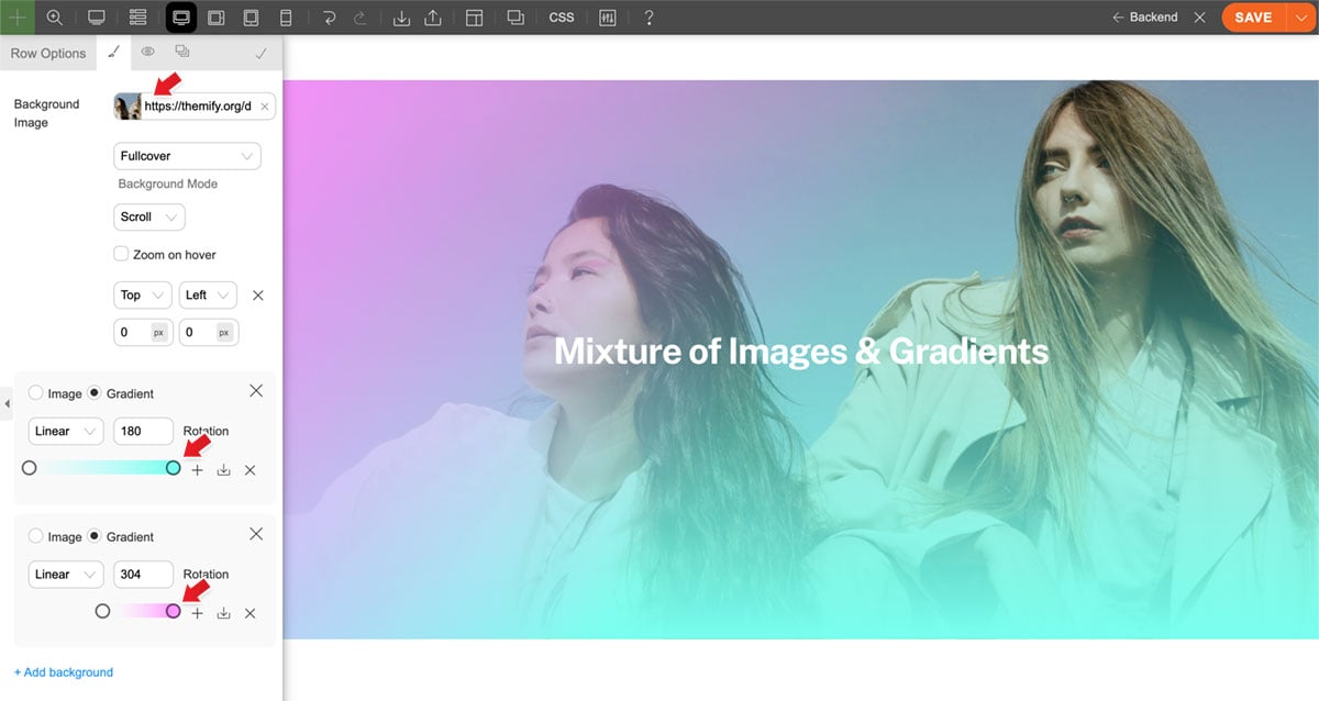 Mixture of gradients & images