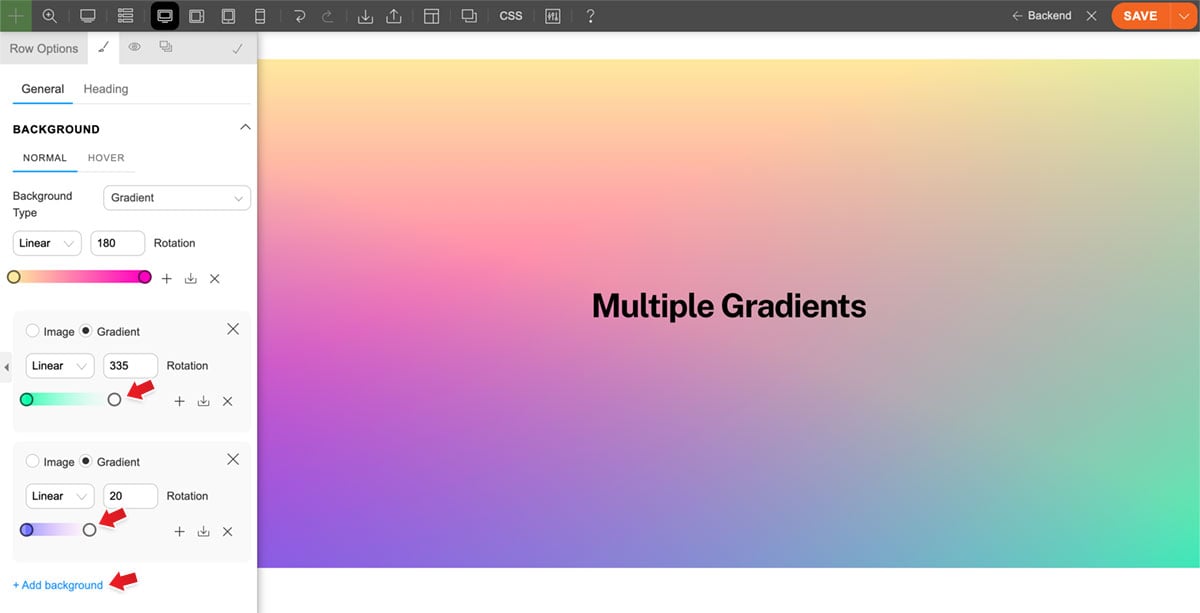 Multiple gradients