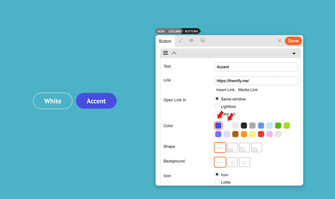 New accent & white color preset
